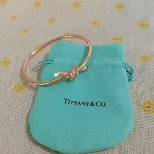Tiffany & Co 18k Rose Gold Diamond Knot Bracelet